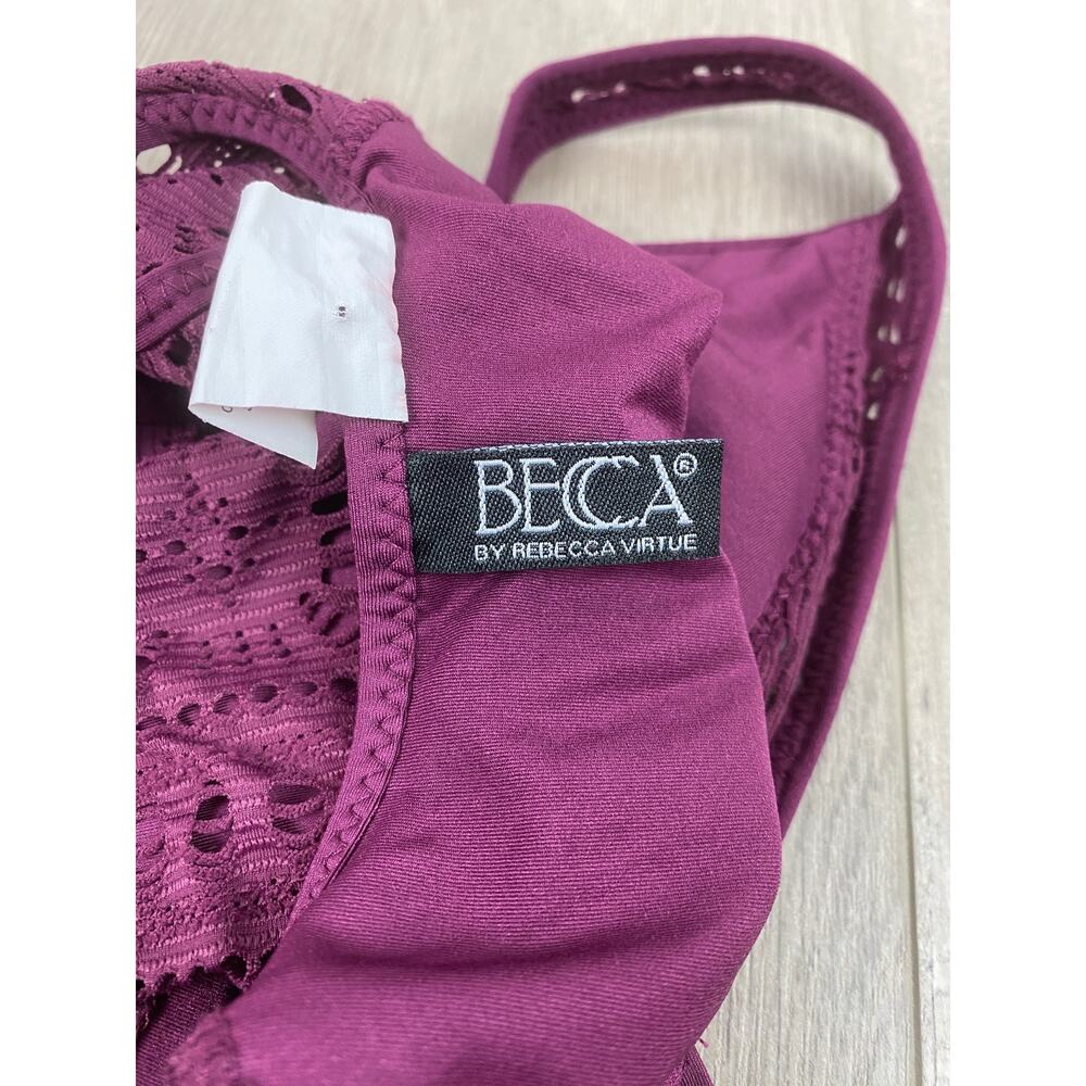 Becca by Rebecca Virtue Color Play Purple Crochet Lace Illusion Swimsuit Sz.S - Picture 8 of 16